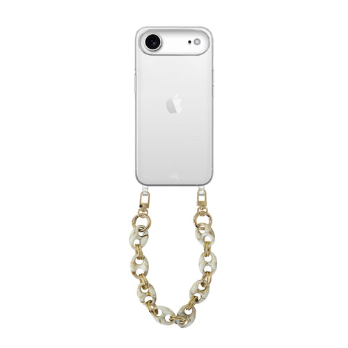 xoxo Wildhearts iPhone 17 Air - Marble Creme Transparant Cord Case - Short Cord