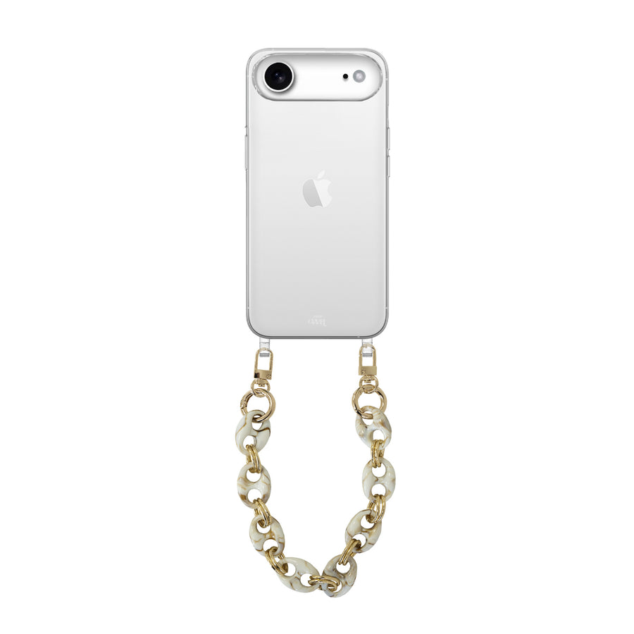 iPhone 17 Air - Marble Creme Transparant Cord Case - Short Cord
