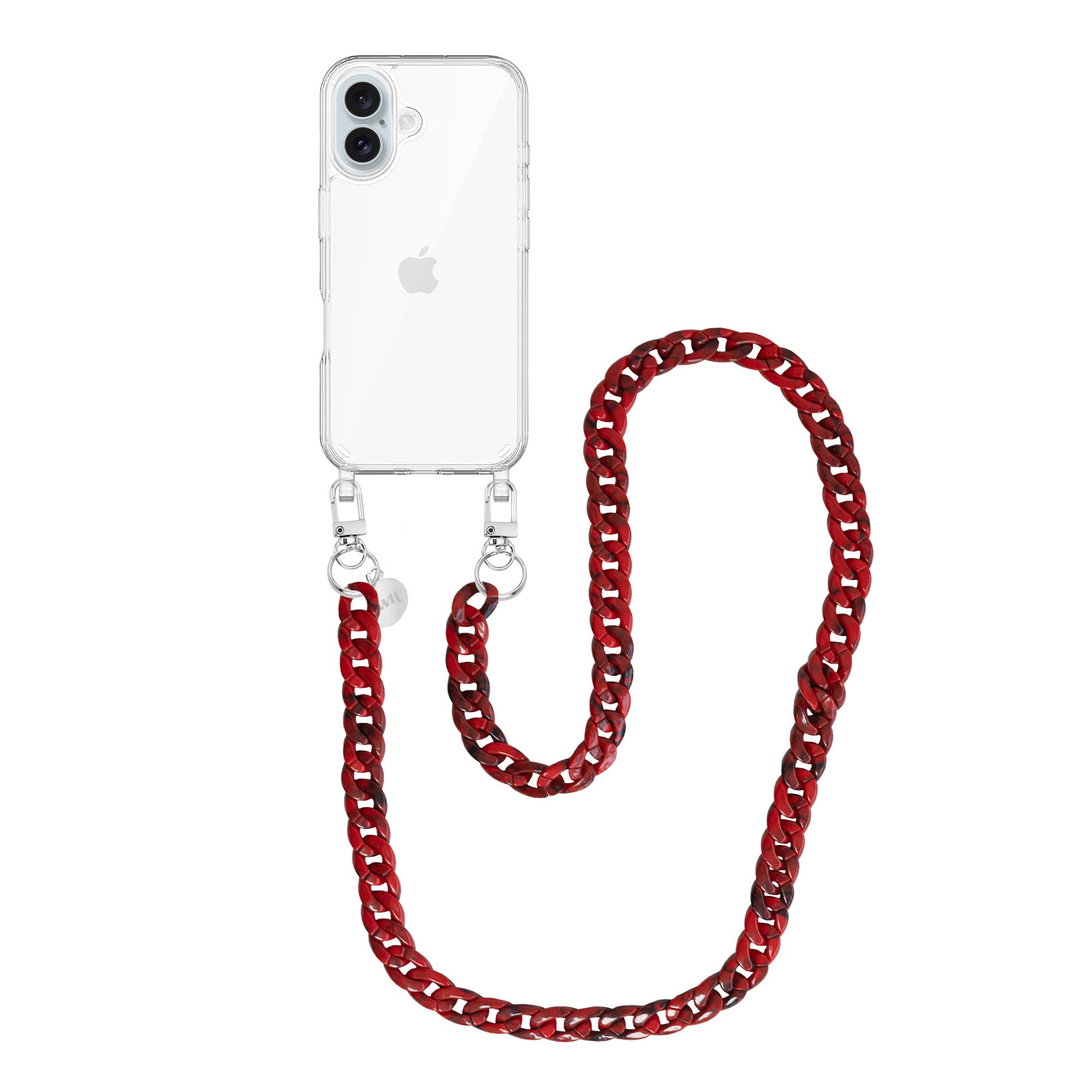 xoxo Wildhearts - iPhone 16 - Red Roses Transparant Cord Case - Long Cord