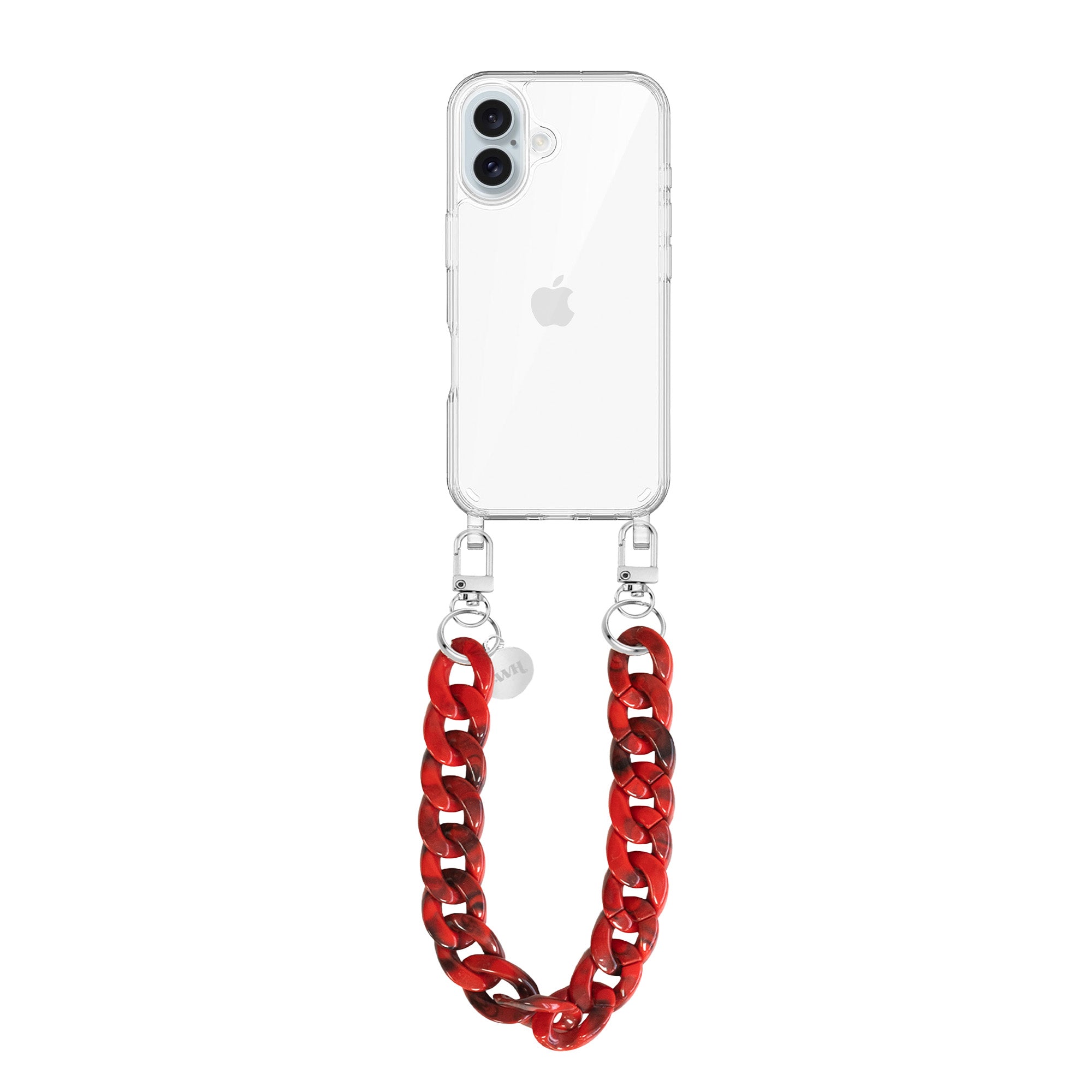 xoxo Wildhearts - iPhone 16 - Red Roses Transparant Cord Case - Short Cord