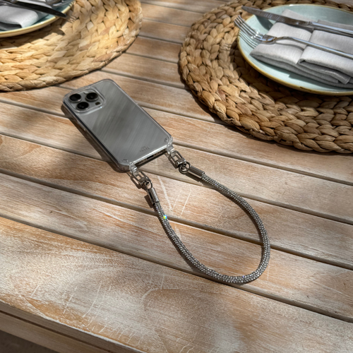 xoxo Wildhearts iPhone 17 - Silver Diamonds Transparant Cord Case