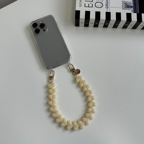 xoxo Wildhearts iPhone 17 Pro - Funky Hearts (Creme) Transparant Cord Case