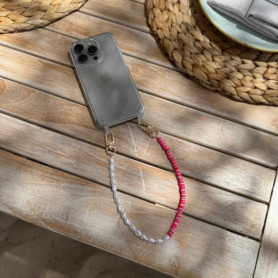 xoxo Wildhearts - iPhone 15 Pro Max - Island Girl Transparant Cord Case - Short Cord