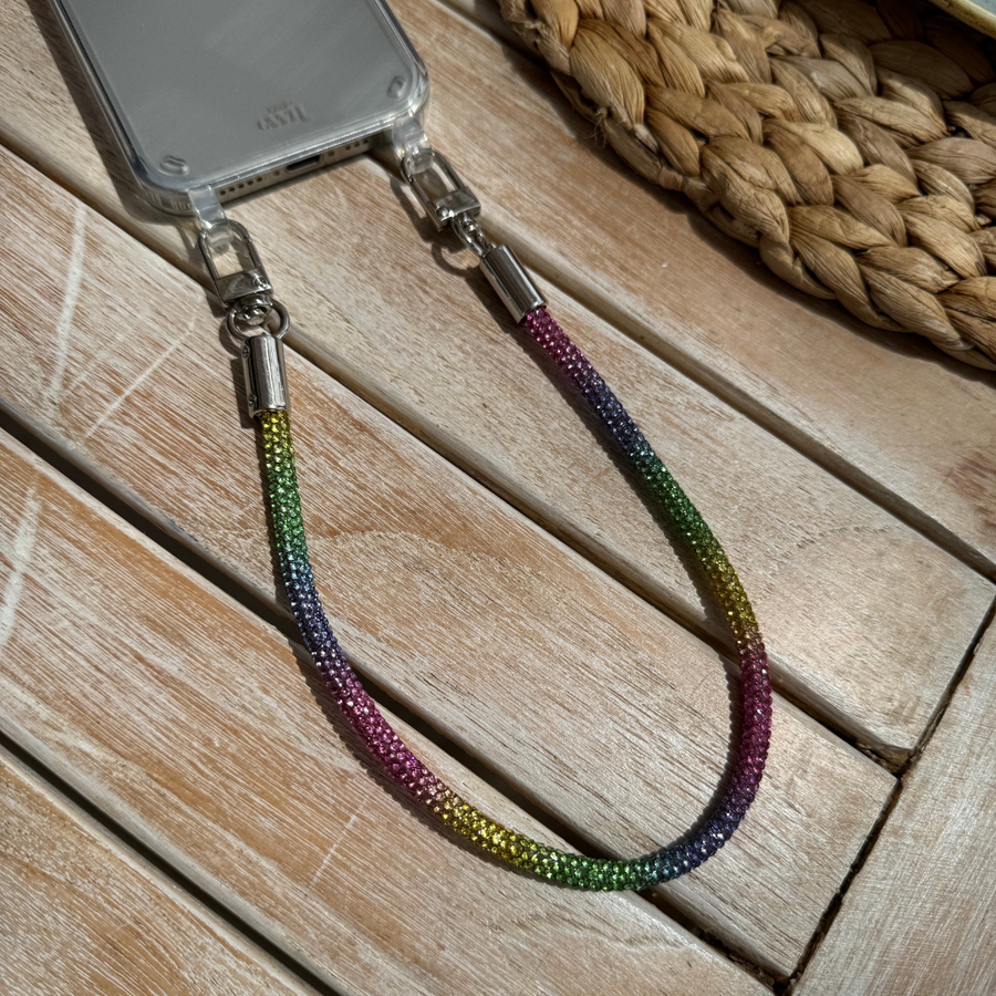 xoxo Wildhearts - iPhone 12 - Rainbow Diamonds Transparant Cord Case