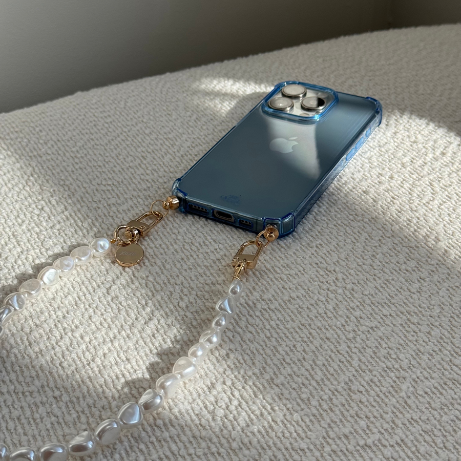 xoxo Wildhearts - iPhone 15 Pro Max - Pearlfection Cord Case Blue - Long Cord