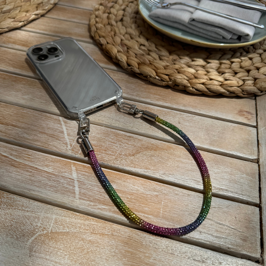xoxo Wildhearts - iPhone 15 Plus - Rainbow Diamonds Transparant Cord Case