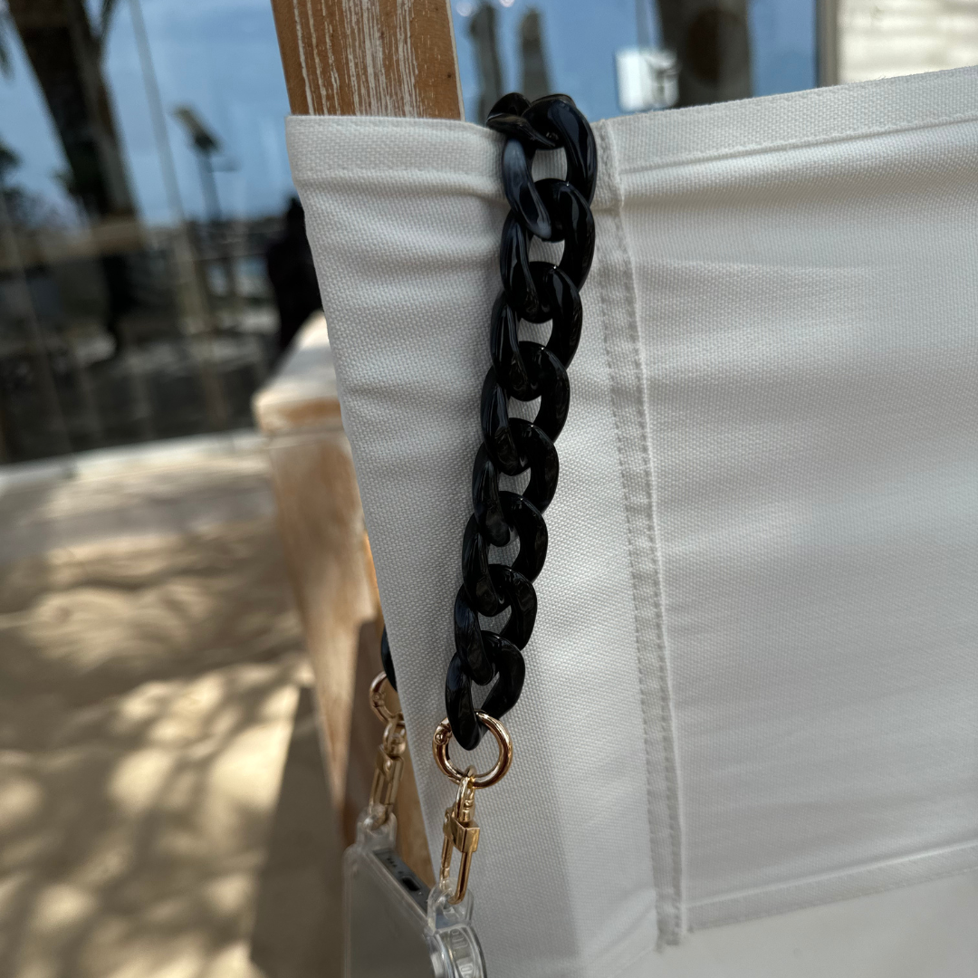 xoxo Wildhearts - iPhone XS Max - Marble Black Transparant Cord Case - Short Cord
