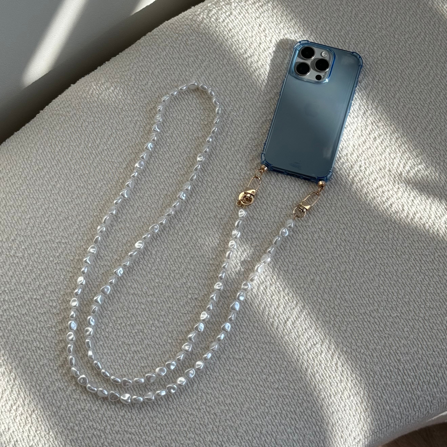 xoxo Wildhearts - iPhone 15 Pro Max - Pearlfection Cord Case Blue - Long Cord