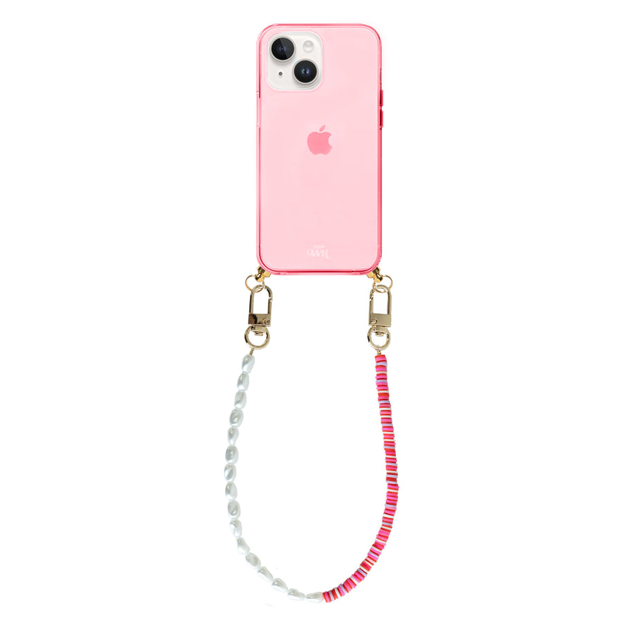 xoxo Wildhearts - iPhone 14 - Island Girl Cord Case Pink - Short Cord