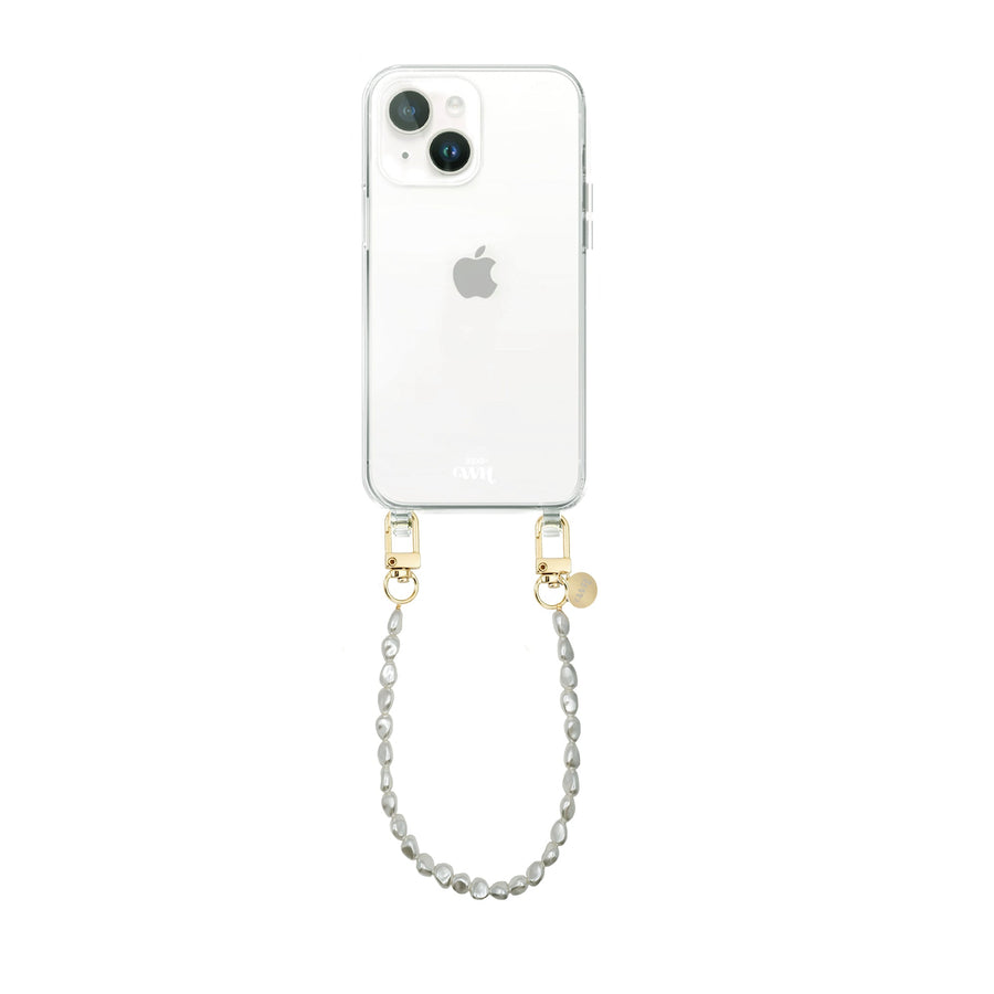 xoxo Wildhearts - iPhone 14 Plus - Pearlfection Transparant Cord Case - Short cord