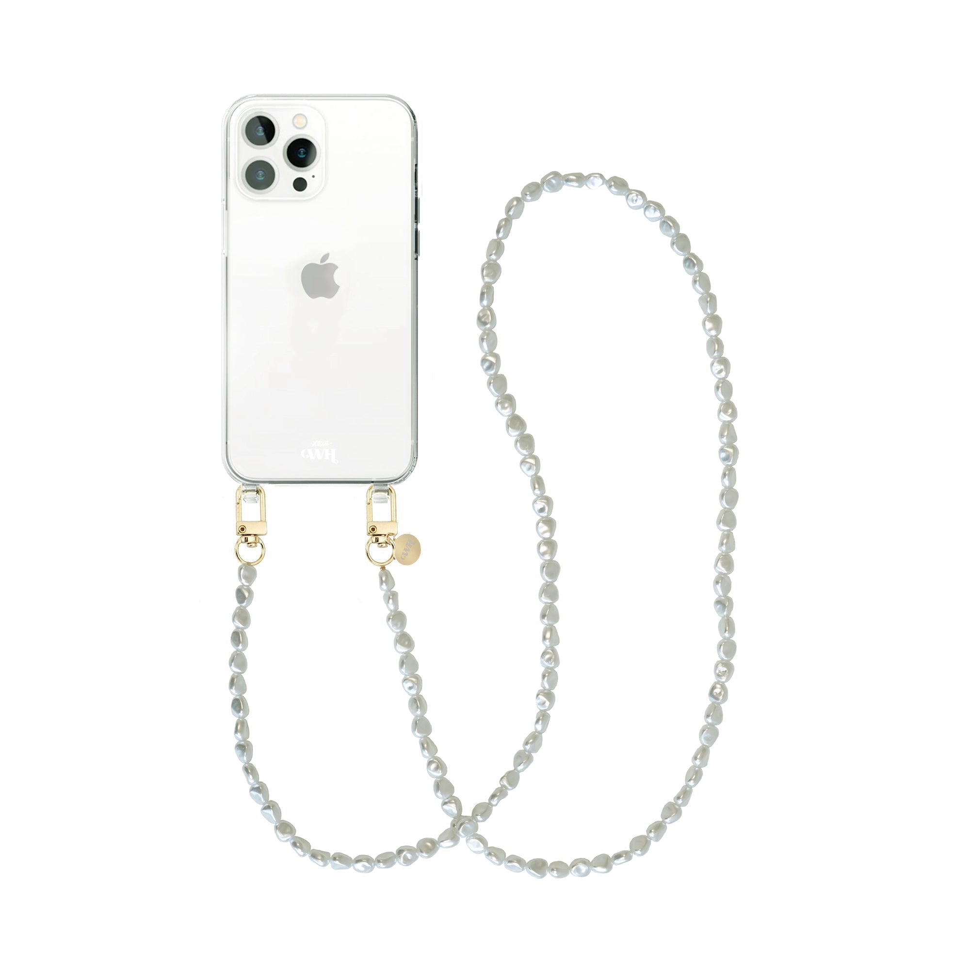 xoxo Wildhearts - iPhone 12 Pro Max - Pearlfection Transparant Cord Case - Long cord