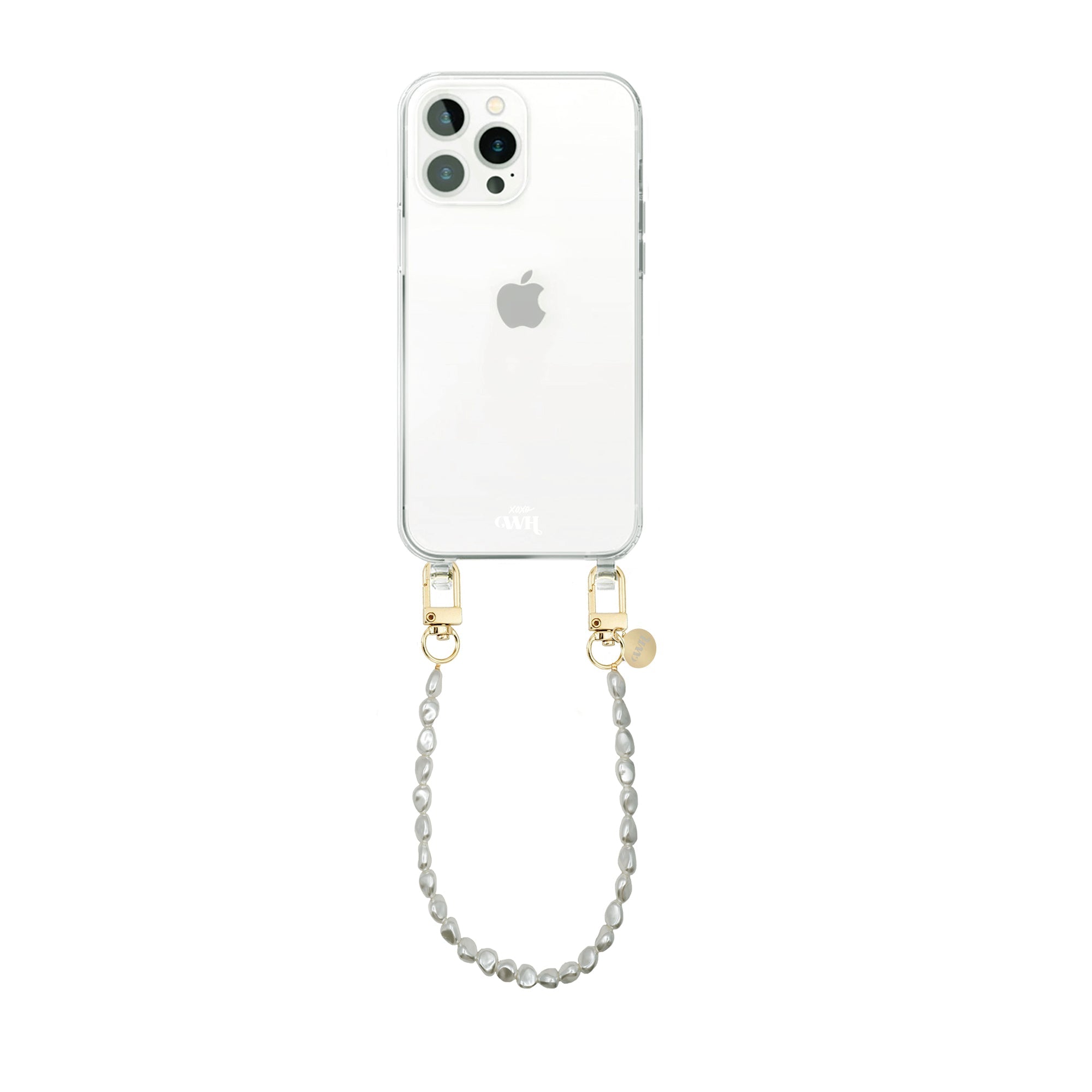 xoxo Wildhearts - iPhone 14 Pro Max - Pearlfection Transparant Cord Case - Short cord