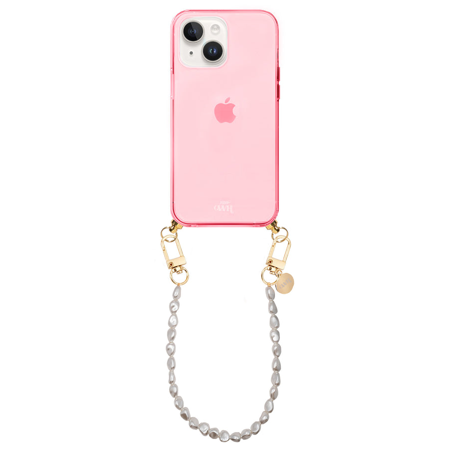 xoxo Wildhearts - iPhone 14 - Pearlfection Cord Case Pink - Short Cord