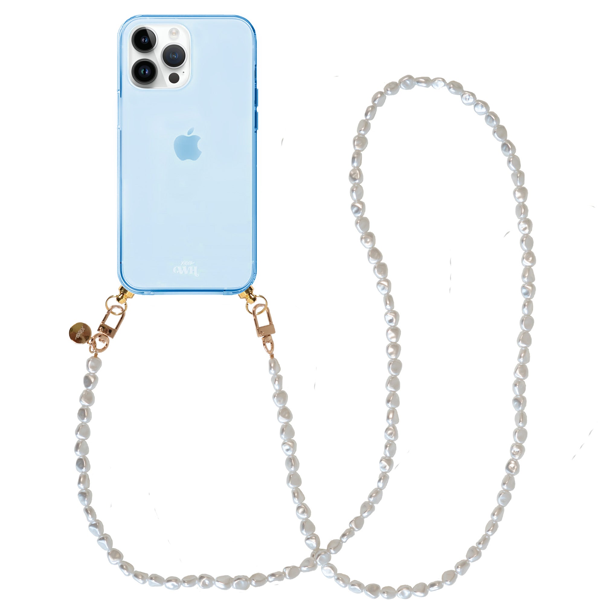 xoxo Wildhearts - iPhone 14 Pro Max - Pearlfection Cord Case Blue - Long Cord