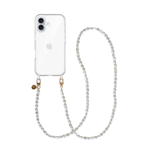 xoxo Wildhearts - iPhone 16 - Pearlfection Transparant Cord Case - Long cord