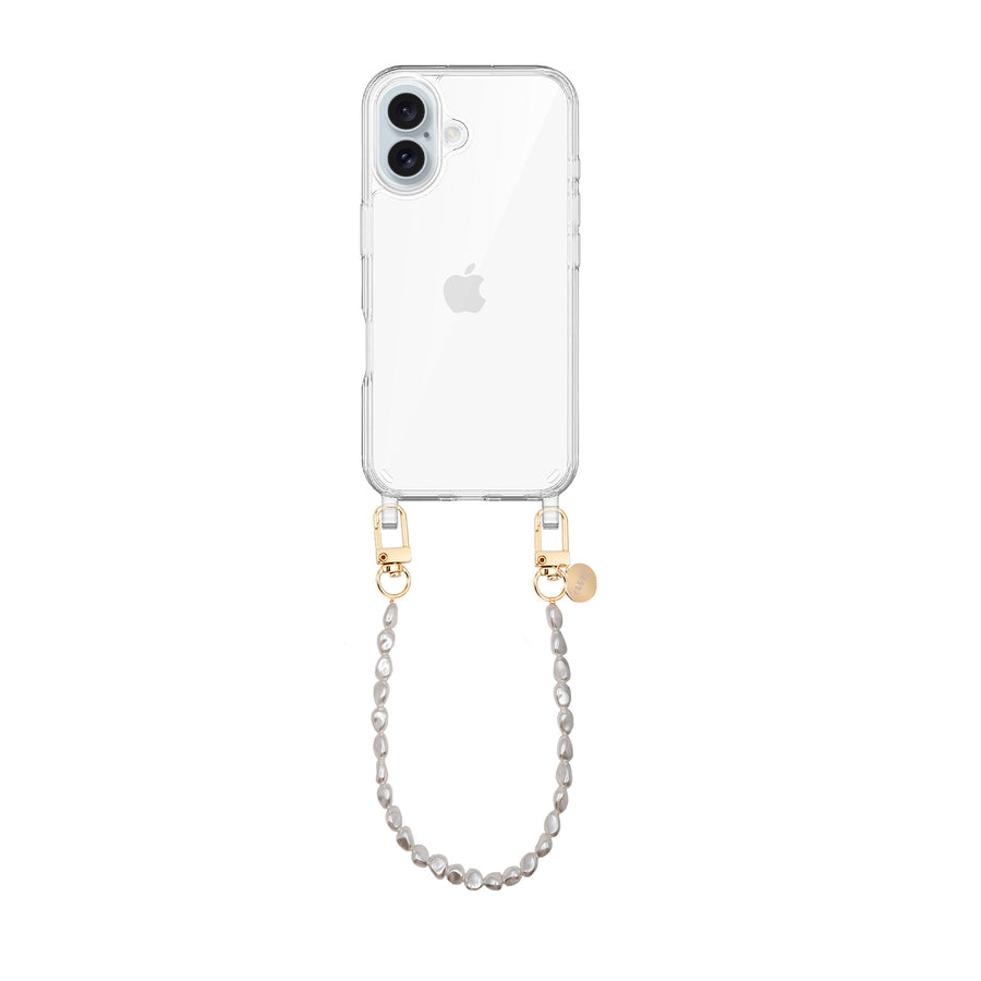 xoxo Wildhearts - iPhone 16 - Pearlfection Transparant Cord Case - Short cord