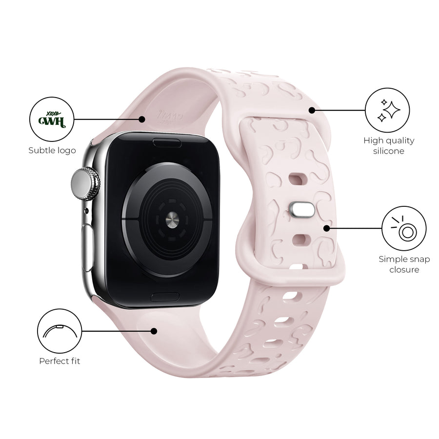 xoxo Wildhearts - Apple Watch siliconen bandje Leopard Print - light pink - 44/45/46/49mm