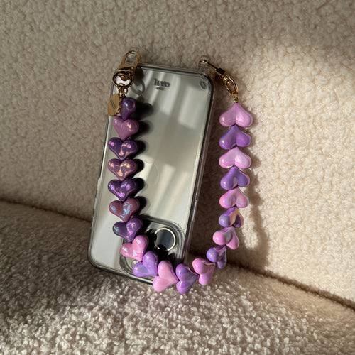 xoxo Wildhearts iPhone 12 Pro - Funky Hearts (Pink & Purple Metallic) Transparant Cord Case