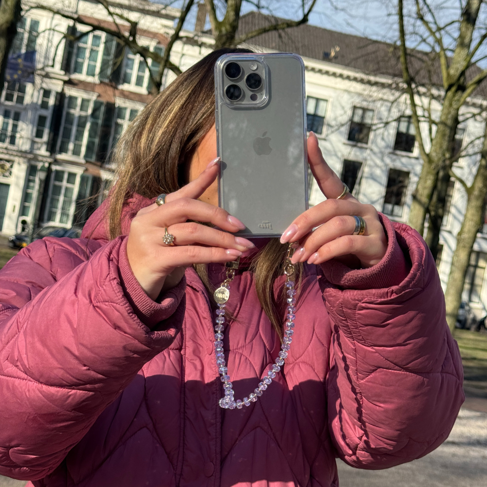 xoxo Wildhearts iPhone 17 Pro Max - Crystal (Purple) Transparant Cord Case