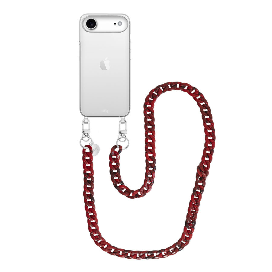 iPhone 17 Air - Red Roses Transparant Cord Case - Long Cord