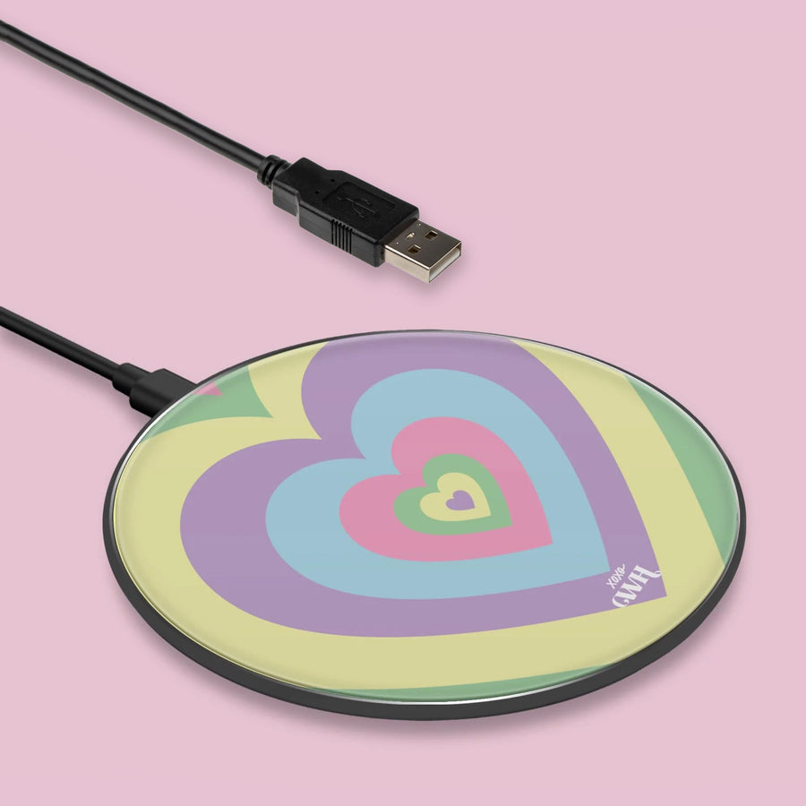 Wireless Charger - Retro Heart Pastel