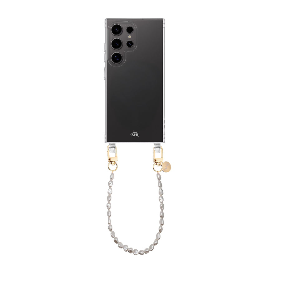 xoxo Wildhearts Samsung Galaxy S23 Ultra - Pearlfection Transparant Cord Case - Short cord