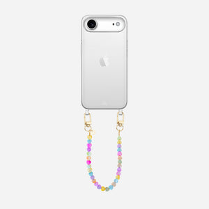 xoxo Wildhearts iPhone 17 Air - Shell Hearts (Rainbow) Transparant Cord Case - Short cord