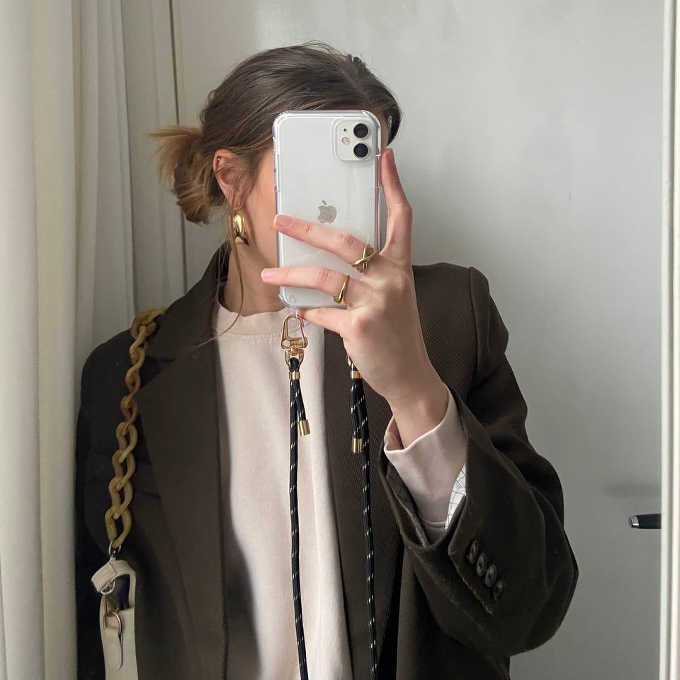 xoxo Wildhearts iPhone 17 Pro - Gold Goddess Transparant Cord Case