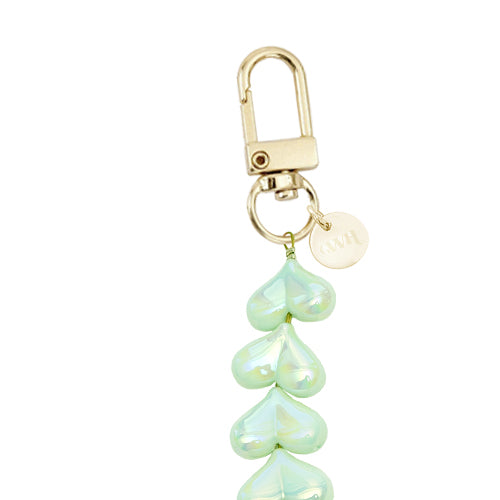 iPhone 16 Plus - Funky Hearts (Green Metallic) Transparant Cord Case