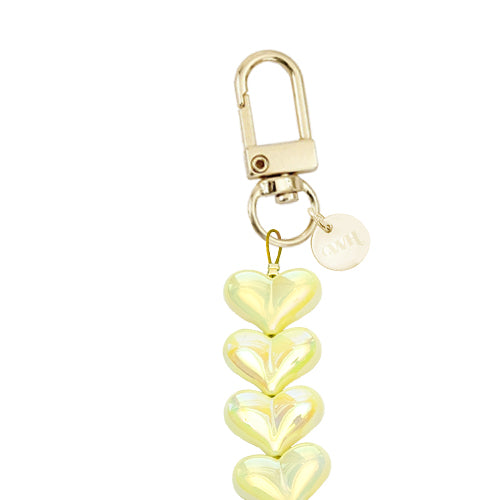 iPhone 15 Plus - Funky Hearts (Yellow Metallic) Transparant Cord Case