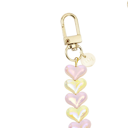iPhone 14 Plus - Funky Hearts (Pink & Yellow Metallic) Transparant Cord Case