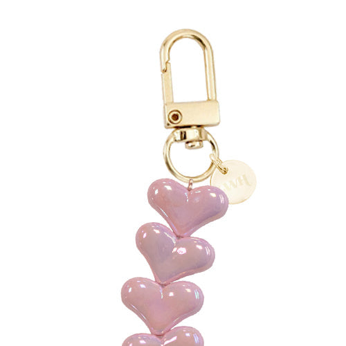 iPhone 17 Pro Max - Funky Hearts (Pink Metal) Transparant Cord Case