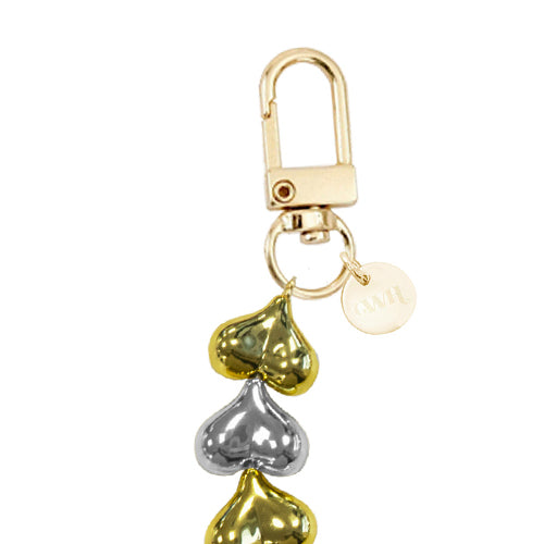 iPhone 17 Pro Max - Funky Hearts (Gold & Silver) Transparant Cord Case