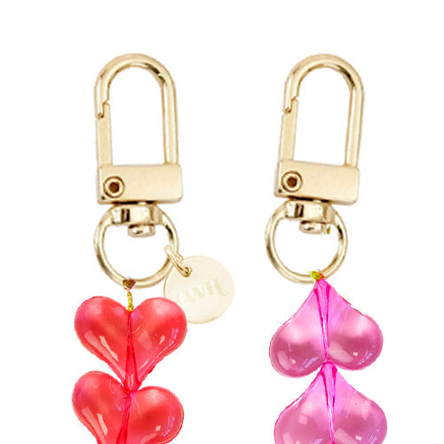 iPhone 17 Pro Max - Funky Hearts (Transparent Pink & Red) Transparant Cord Case