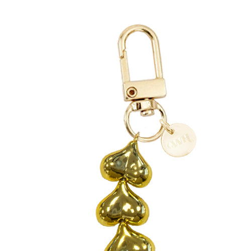 xoxo Wildhearts iPhone 15 Plus - Funky Hearts (Gold) Transparant Cord Case