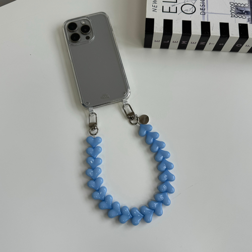 xoxo Wildhearts - iPhone 13 Pro Max - Funky Hearts (Light Blue) Transparant Cord Case
