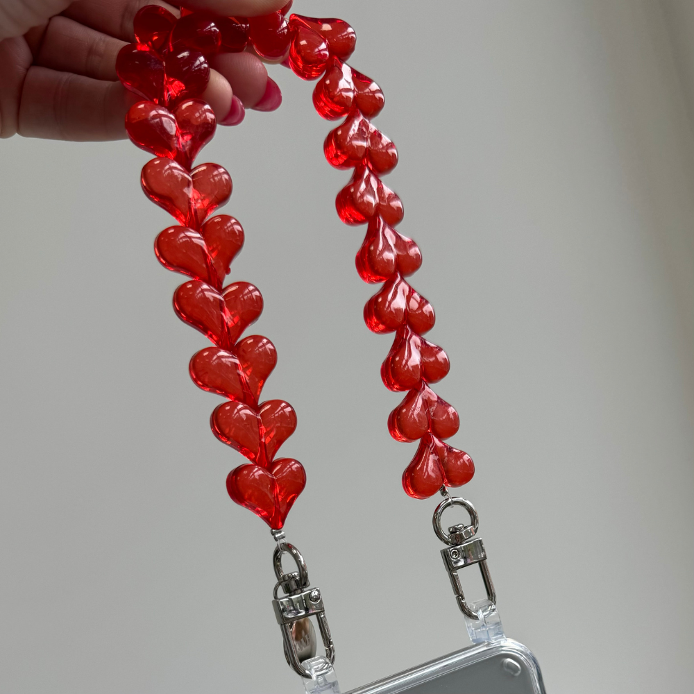 xoxo Wildhearts iPhone 17 - Funky Hearts (Transparent Red) Transparant Cord Case