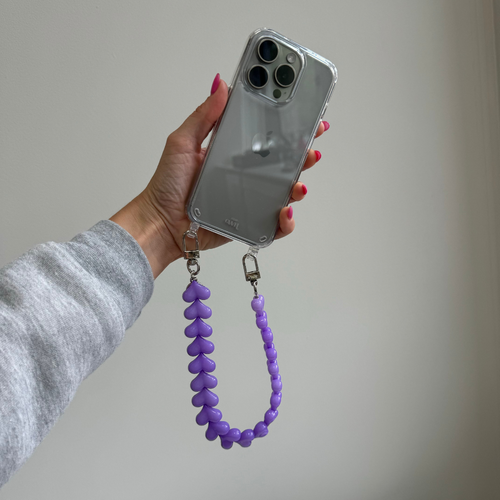 xoxo Wildhearts iPhone 17 - Funky Hearts (Purple) Transparant Cord Case