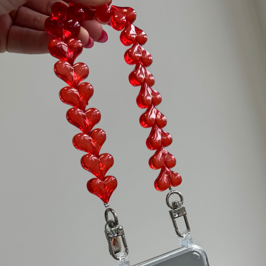 xoxo Wildhearts - Funky Hearts Charm Cord (transparent red)