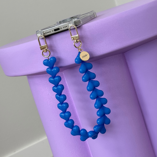Funky Hearts (Denim Blue) Transparant Cord Case - iPhone 17 Pro Max