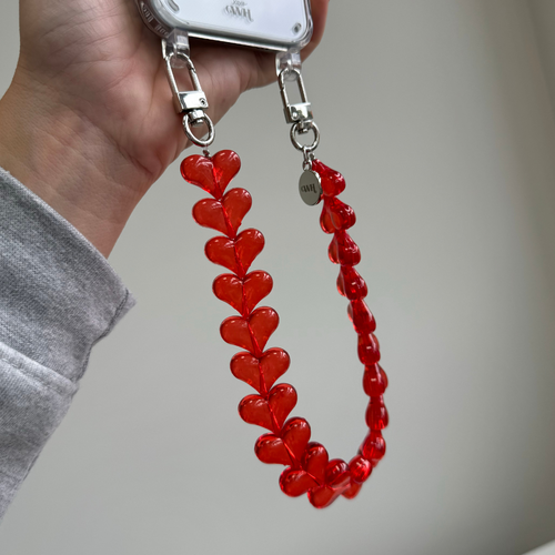 xoxo Wildhearts iPhone 17 Air - Funky Hearts (Transparent Red) Transparant Cord Case