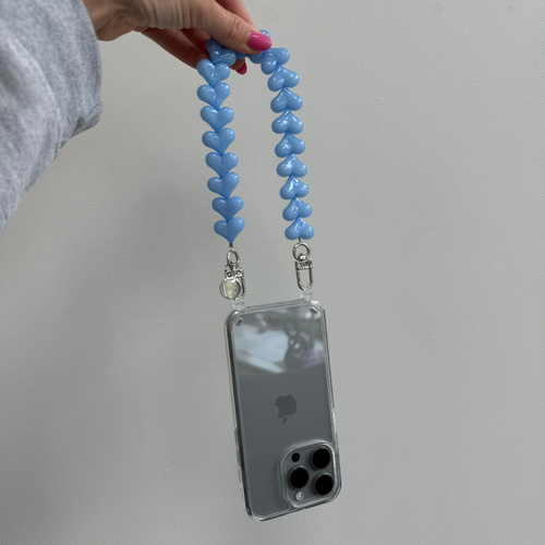 xoxo Wildhearts iPhone 17 - Funky Hearts (Light Blue) Transparant Cord Case