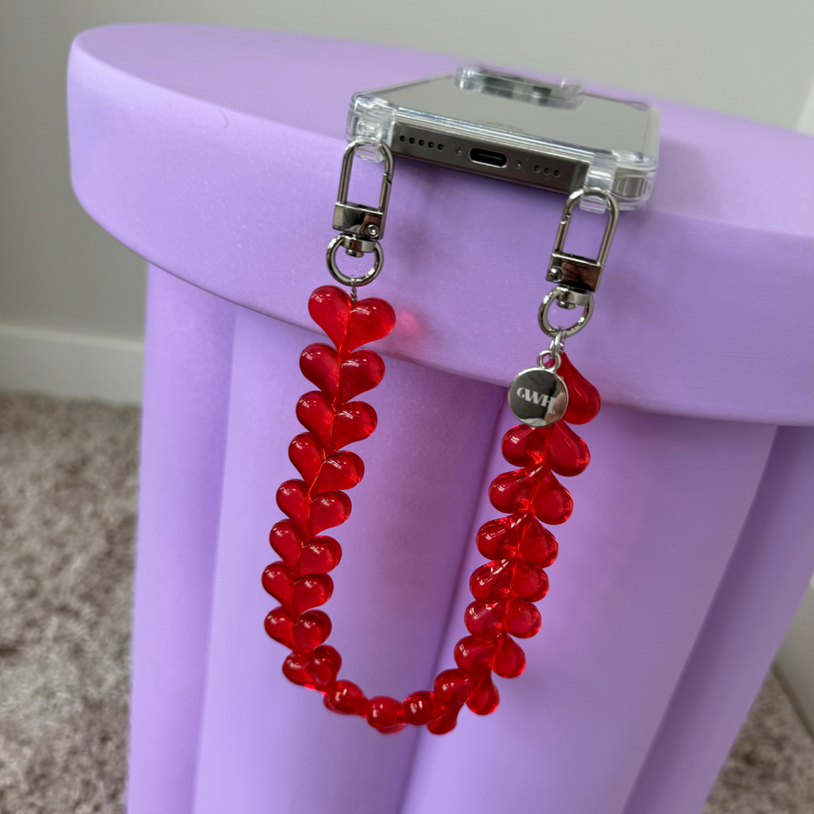 xoxo Wildhearts - Funky Hearts Charm Cord (transparent red)