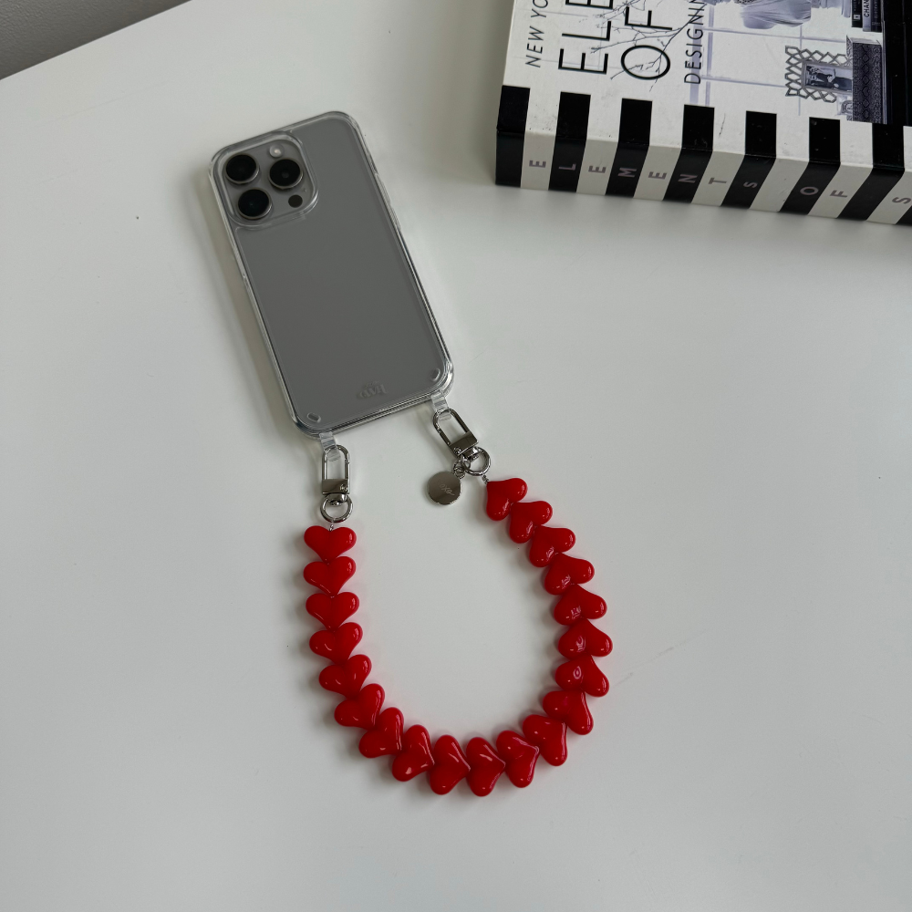 xoxo Wildhearts - iPhone 13 Mini - Funky Hearts (Red) Transparant Cord Case