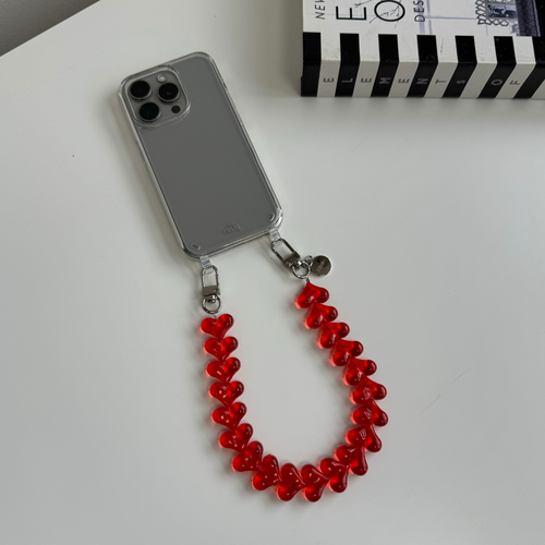 xoxo Wildhearts iPhone 17 Pro - Funky Hearts (Transparent Red) Transparant Cord Case