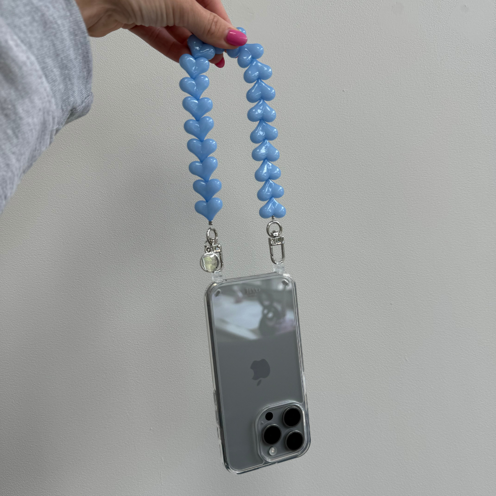 xoxo Wildhearts iPhone 17 Air - Funky Hearts (Light Blue) Transparant Cord Case