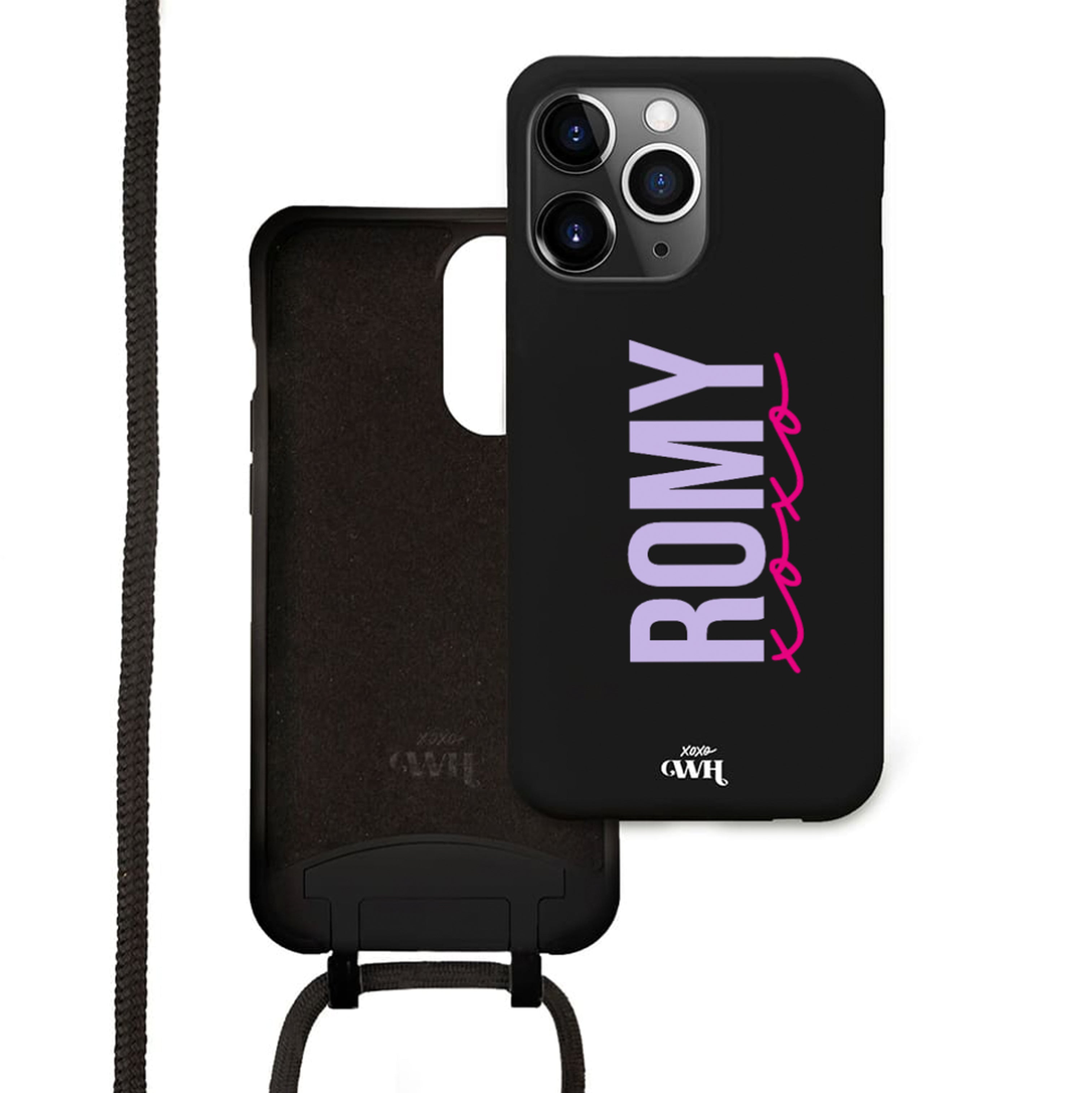 xoxo Wildhearts - iPhone 13 Pro - Black Personalized Cord Case