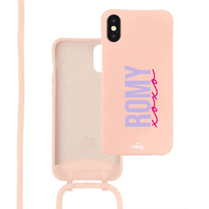 xoxo Wildhearts - iPhone X/XS - Pink Personalized Cord Case