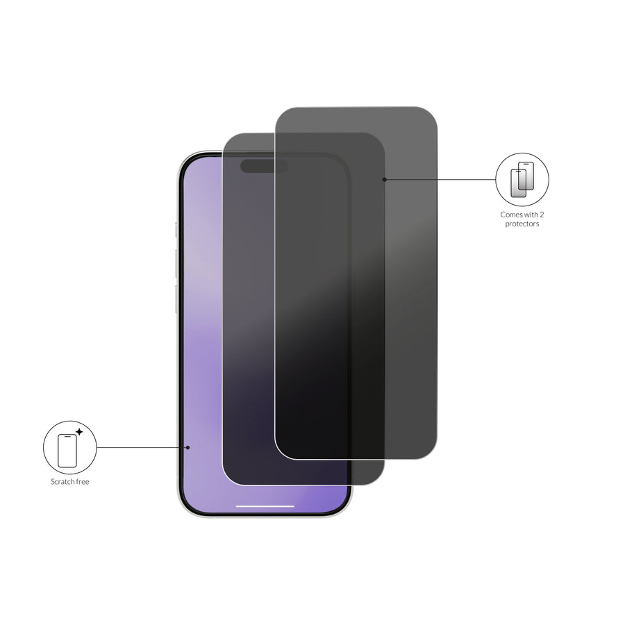 Tempered Glass Privacy screenprotector with frame (2-Pack)