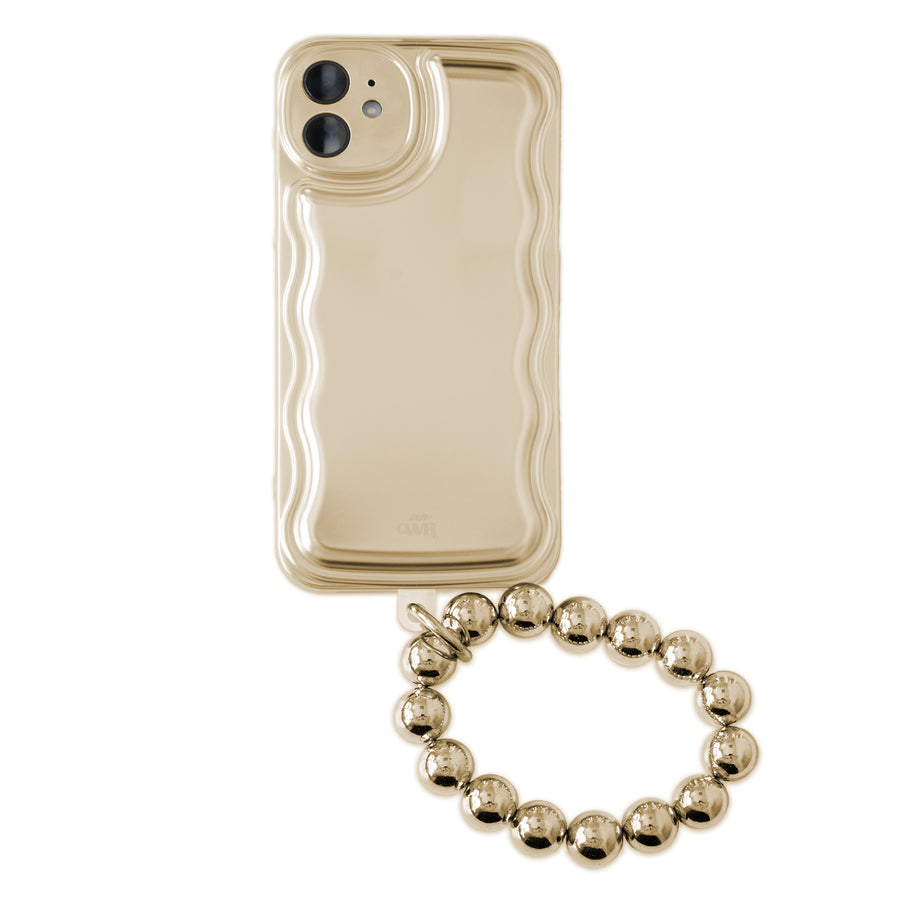 Wavy case Gold met Goldy beads (easy cord) - iPhone 12